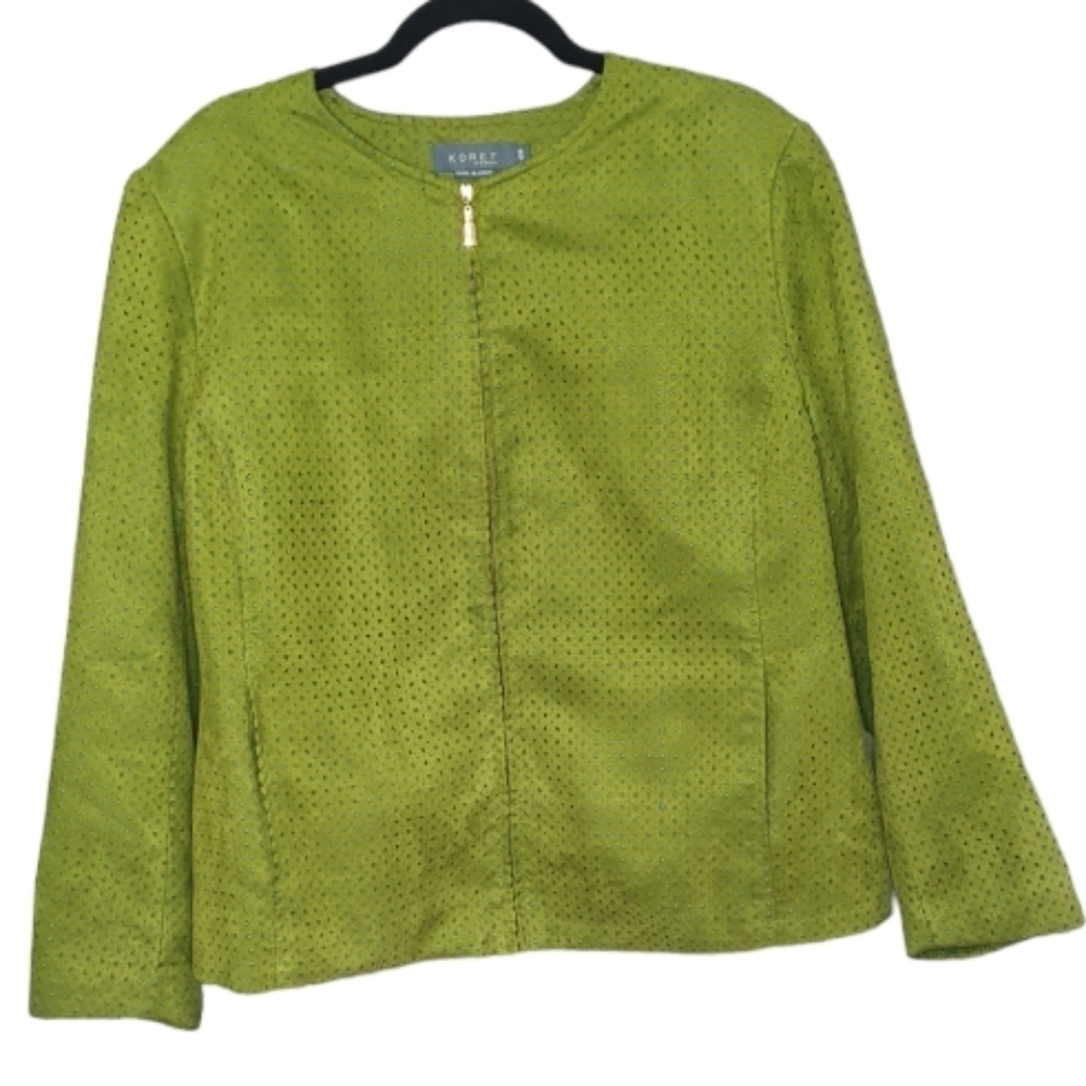 KORET Blazer Jacket Full Zip Faux Suede Green/Blue‎ Women's Size 16W